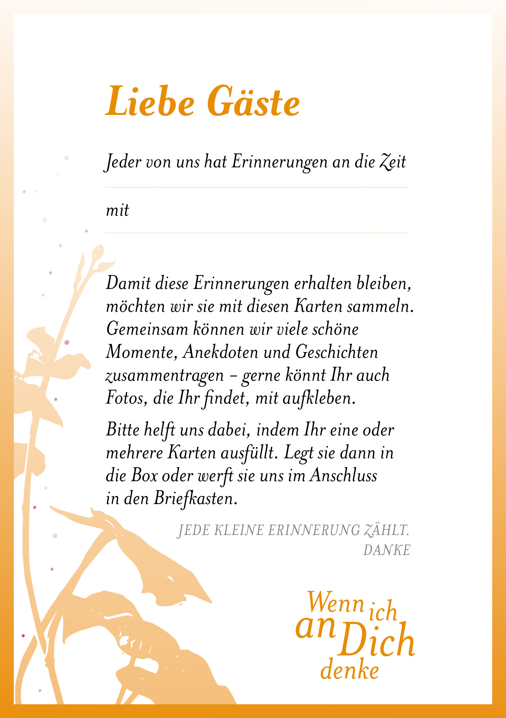 Wenn ich an Dich denke – 30 Karten für wertvolle Erinnerungen.